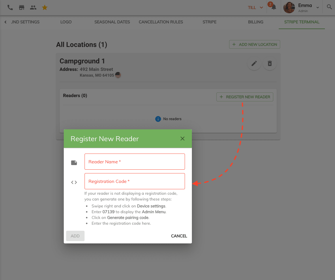 Stripe Terminal Register Reader